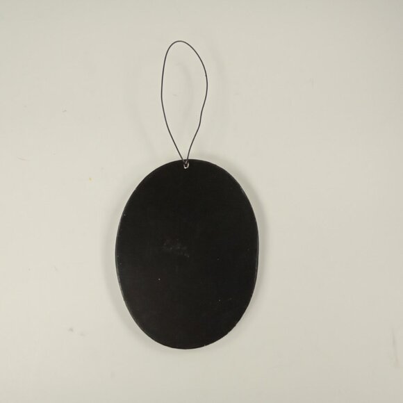 Top Hat Snowman Winter Scene Peppermint Frame Oval Country Rustic Wood Ornament - Picture 2 of 5